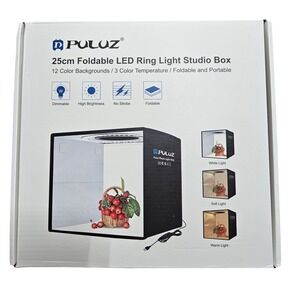 PULUZ 25cm Foldable LED Ring Light Studio Box PU5027B 12 Color Backgrounds NEW